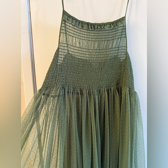 Free People Can't Stop Won't Stop Green Mesh Slip Dress - Picture 6 of 7